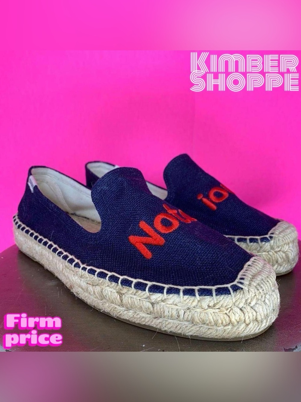 Soludos Red Notorious Blue Canvas Espadrille Slip-On Loafers US 6